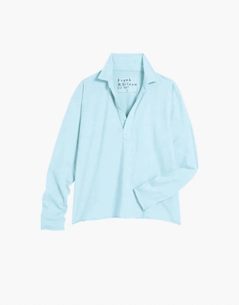 NEW FRANK & EILEEN patrick popover fleece henley dive in light blue